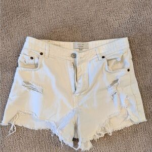 Love Tree Women's White Distressed Jean Shorts